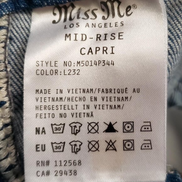 Miss Me Capri Jeans Women's Mid Rise Chunky Metallic Seams Light Wash 27 - Picture 11 of 12
